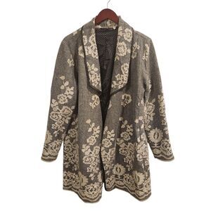 Soft Surroundings Grey Floral Jacket Size XL Floral Embroidered